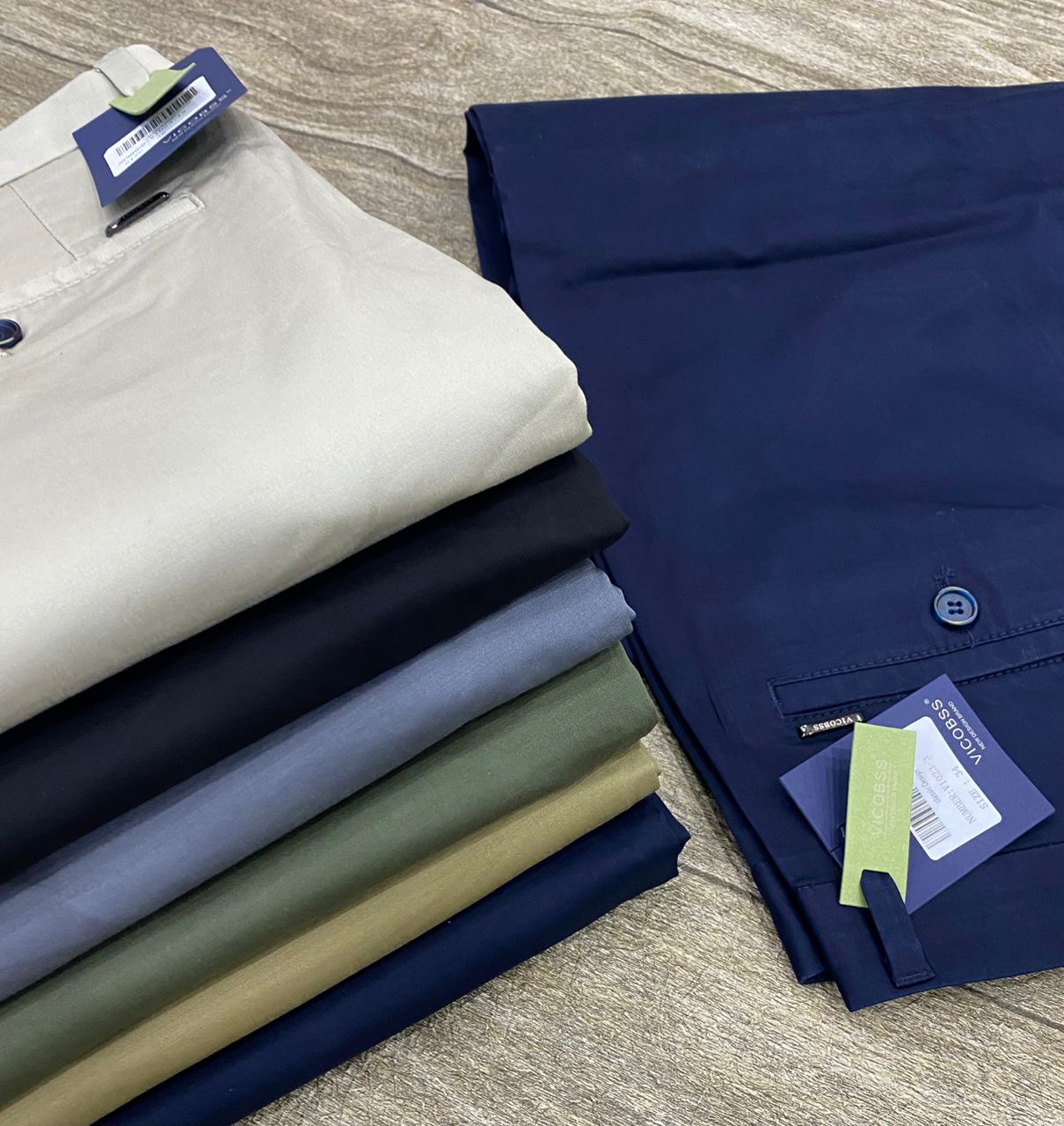 VICOBOSS Stretch Chino Trousers | Men's Slim Fit Pants