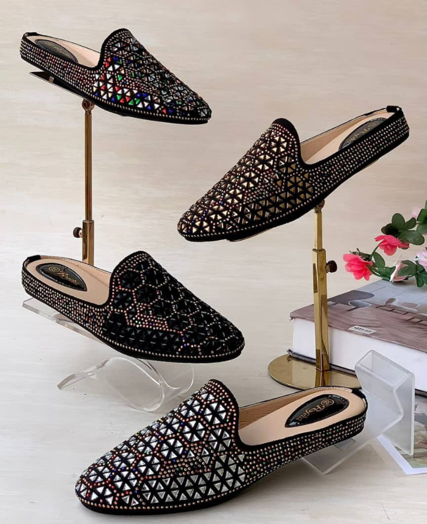 Piersimone's hand-embellished mule shoes