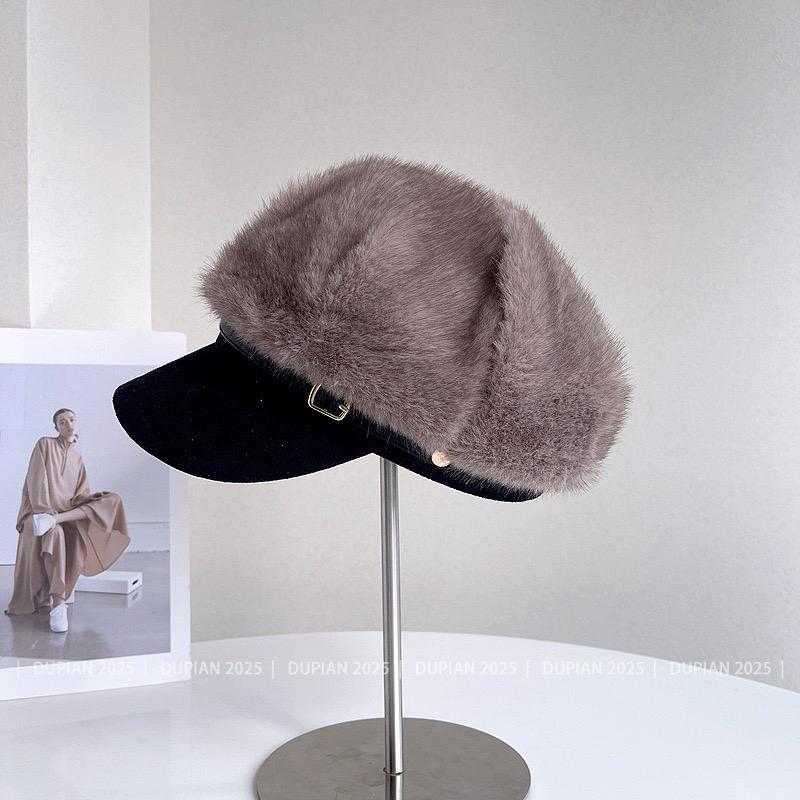 LUXURY FAUX FUR NEWSBOY BERET
