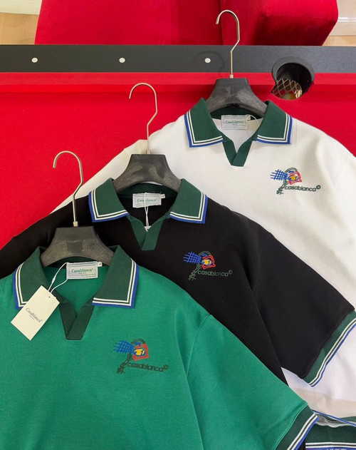 Casablanca Polo Shirts in green, black, and white.