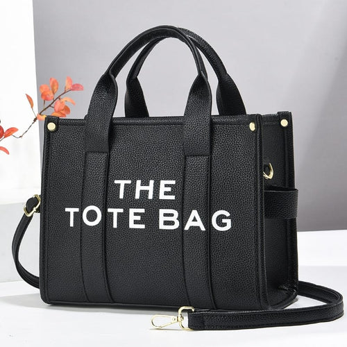 The Tote Bag – Black Leather with Gold Hardware