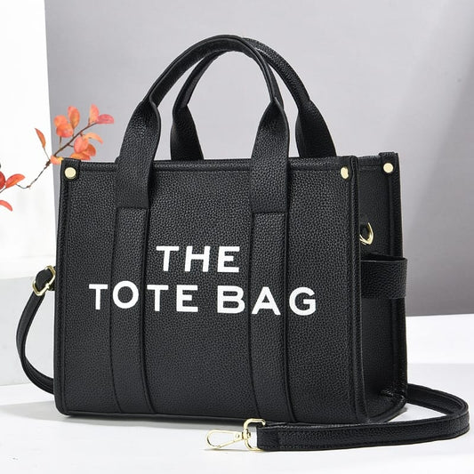The Tote Bag – Black Leather with Gold Hardware