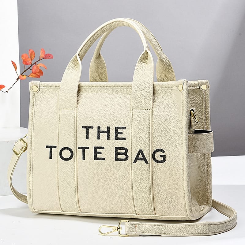 The Tote Bag – Black Leather with Gold Hardware