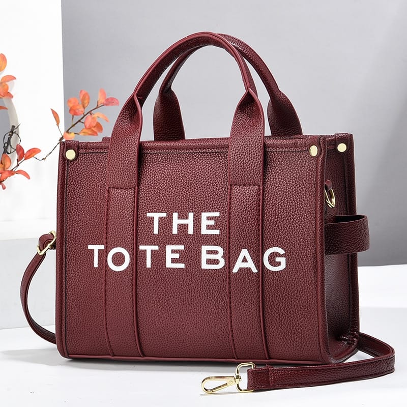 The Tote Bag – Black Leather with Gold Hardware