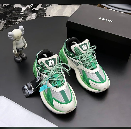 Luxury Amiri Bones Runner Sneakers | Green & White