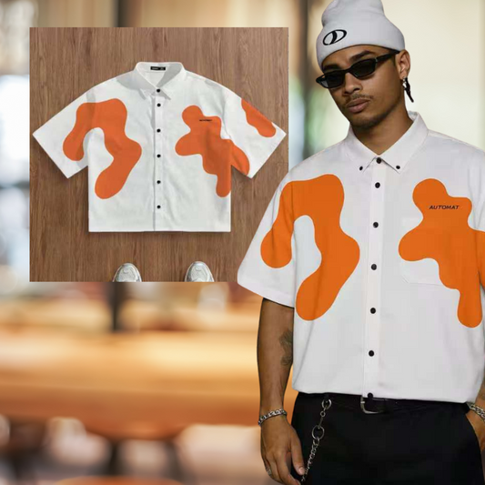 Automat Orange Splash Short-Sleeve Shirt | Bold Print