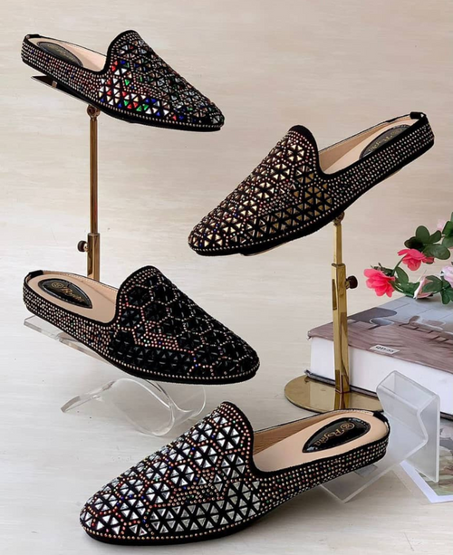 Piersimone's hand-embellished mule shoes