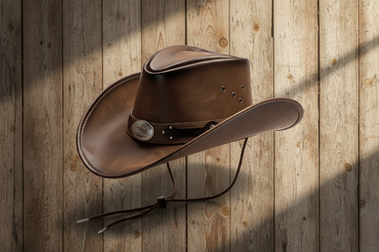 Distressed Brown Cowboy Hat | Eagle Medallion Design
