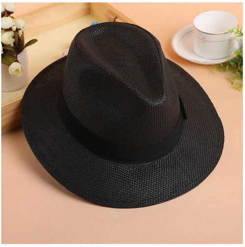Black Straw Fedora Hat | Classic Summer Hat