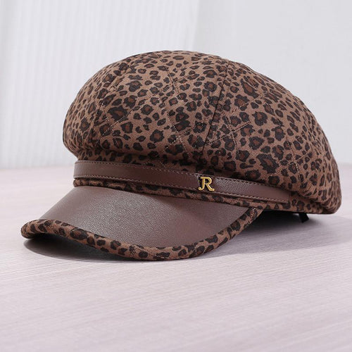 Luxury Leopard Newsboy Cadet Cap | Animal Print Hat