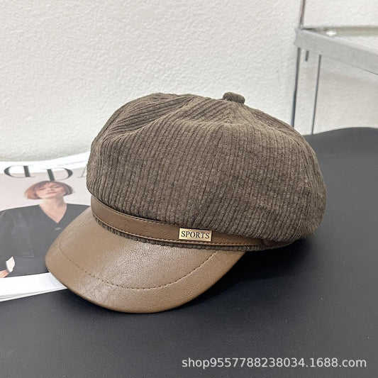 Luxury Brown Corduroy Newsboy Cap