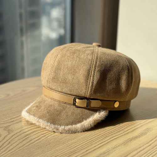 Luxury Fuzzy Winter Cadet Hat | Warm Military Cap