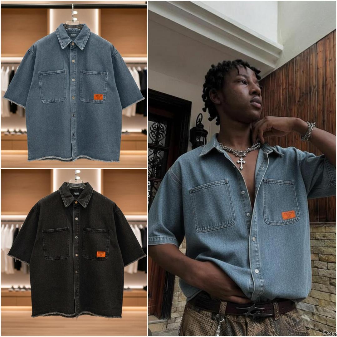 Luxury Denim Short Sleeved Shirt