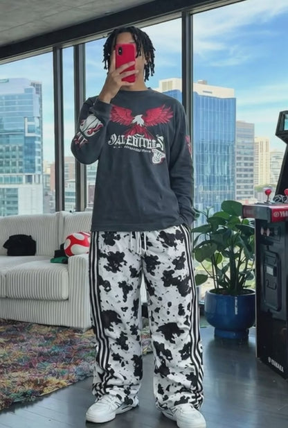 Oversized Cow Print Pants | Y2K Streetwear Joggers