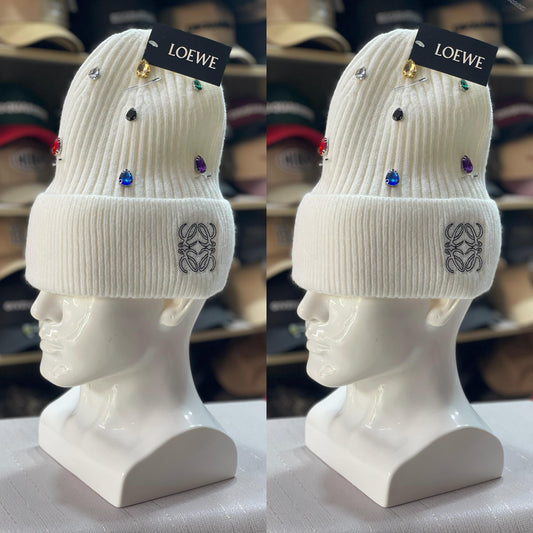 Blinged-Out Loewe  Beanies Collection – Gem-Embellished Knit Winter Hats